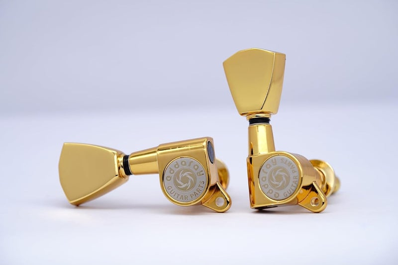 Eddaray Store Guitar Machine Heads (3R + 3L) - 1:15 Gear Ratio Sealed Tuning Key Pegs String Tuners Set with Tulip Shaped Knob Replacement (E-1004, Gold) - Image 4